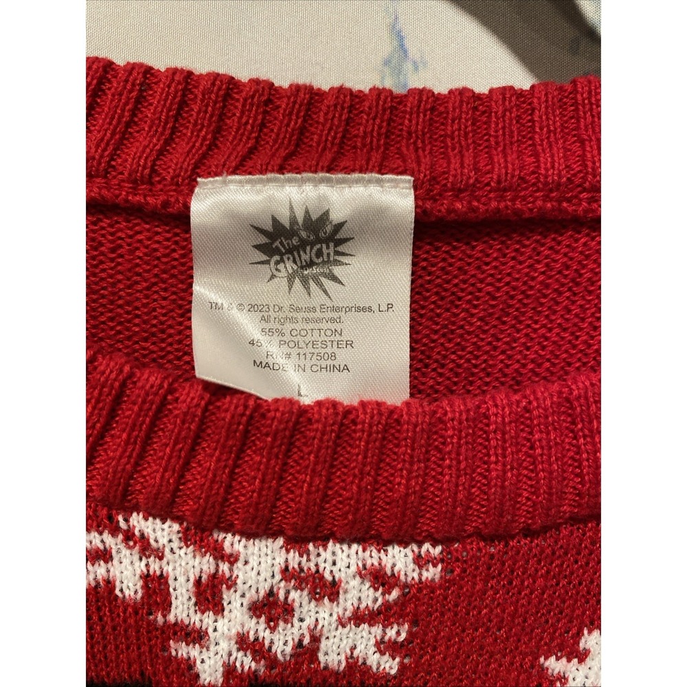 Merry Grinchmas Sweater Mens Size Large‎ Red - Picture 3 of 3